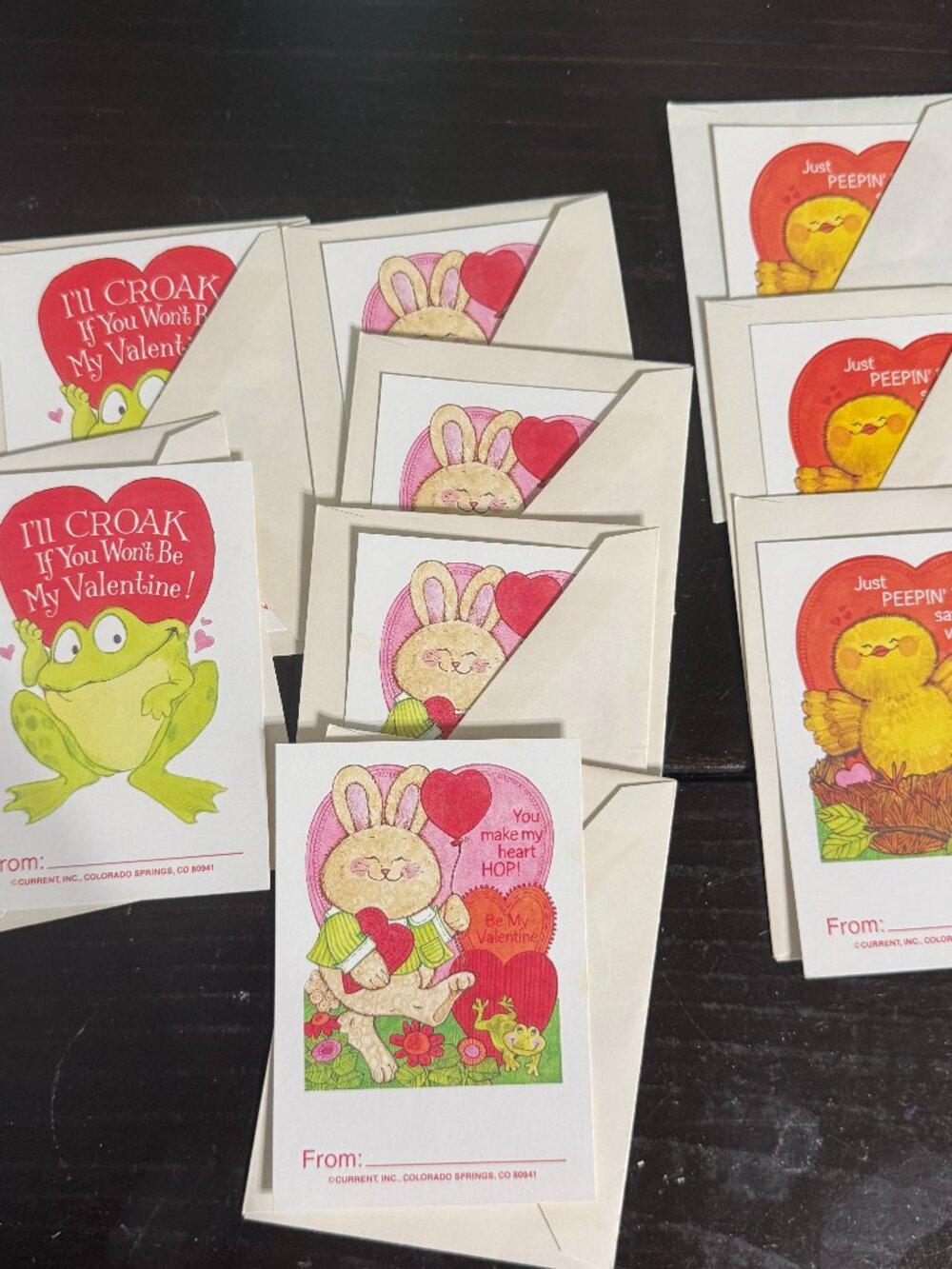Lot 9 Vintage VALENTINE DAY Cards with envelopes Unused Current Inc. 1979